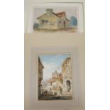 19th century English School, 5 watercolours, Landscapes and street scenes, largest 40 x 28cm, all
