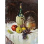 Kline, oil on canvas, Table top still life, signed, 40 x 30cm, unframed