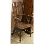 A Victorian stick-back ash, elm and beech high-back Windsor chair