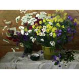 V. Petrovaoil on canvasStill life of flowers in a vasesigned and dated '9626.5 x 35in., unframed