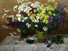 V. Petrovaoil on canvasStill life of flowers in a vasesigned and dated '9626.5 x 35in., unframed