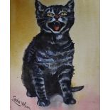 After Louis Wain (1860-1939), watercolour, Tabby cat, bears signature, 18 x 15cm, unframed