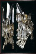 A matched suite of Victorian and later fancy pattern silver cutlery, comprising forty two items,