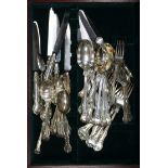 A matched suite of Victorian and later fancy pattern silver cutlery, comprising forty two items,