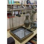 An early 20th century brass parrot cage overall height 88c,