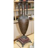A "Barbedienne" French Neo-classical bronze vase on marble base height 70cm