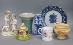 A quantity of mixed porcelain including two Oriental pieces, Copenhagen and Worcester