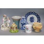 A quantity of mixed porcelain including two Oriental pieces, Copenhagen and Worcester