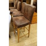 Five suede bar stools