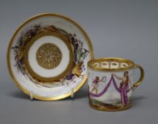 A Paris porcelain 'Cupid and Venus' cabinet coffee can and saucer