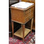 A French marble-topped bedside cabinet W.47cm