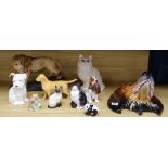A Beswick dog head wall hanging and other Beswick and Doulton animals
