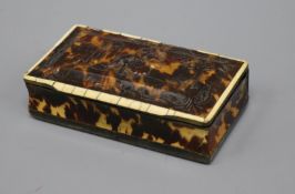 A late 18th / 19th century tortoiseshell horn and ivory snuff box
