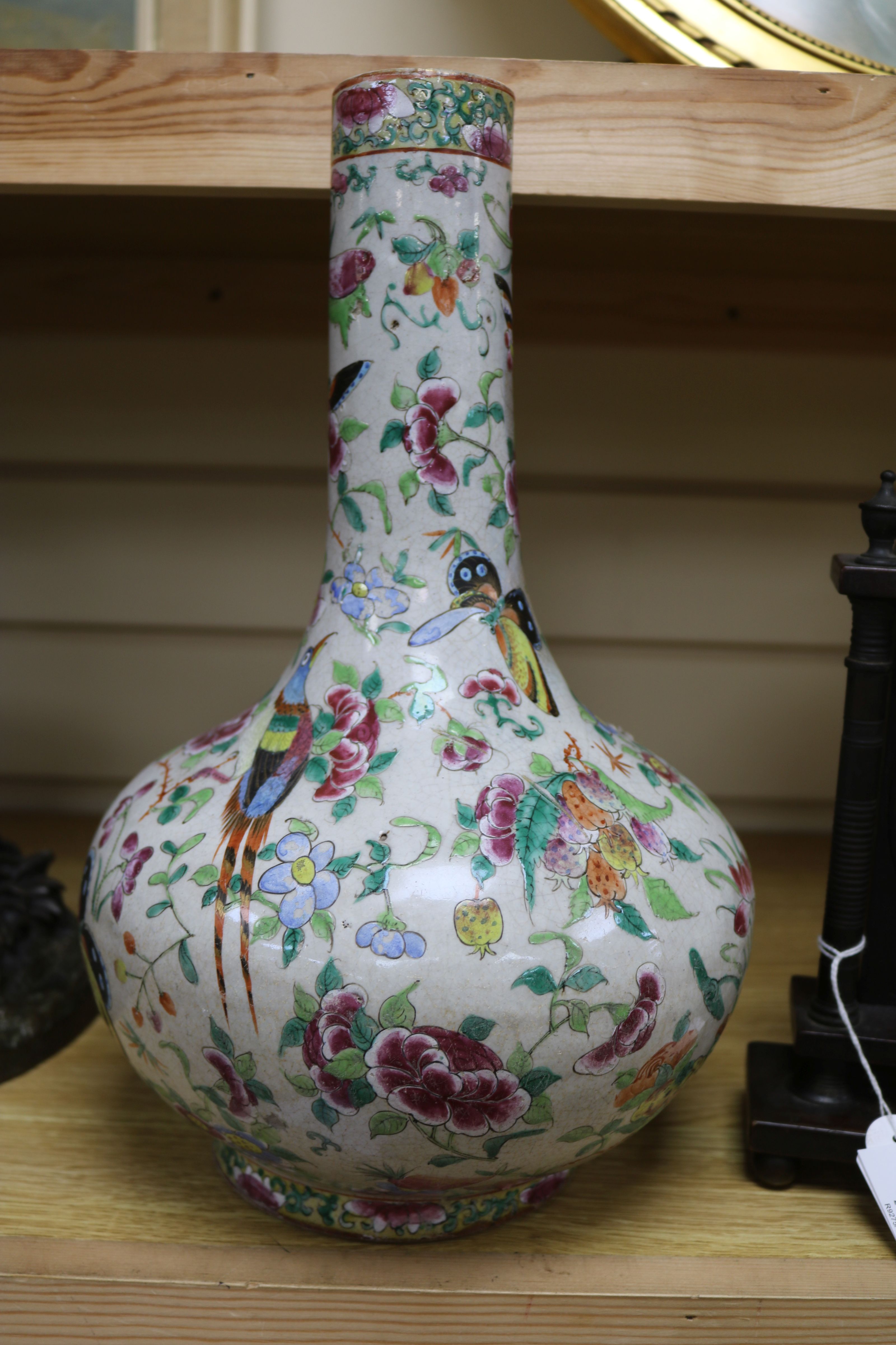 A Chinese famille rose crackleglaze vase and a Jun type vase tallest 34cm - Image 7 of 7