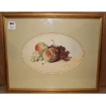 George Lance (1802-1864), watercolour, still life of fruit, signed and dated 1857, 22 x 32cm