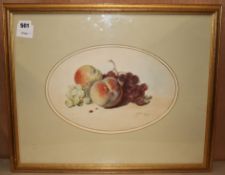 George Lance (1802-1864), watercolour, still life of fruit, signed and dated 1857, 22 x 32cm