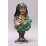 A bronzed bust of a Middle Eastern lady height 31.5cm