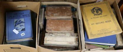A quantity of books including leather bounds and others including British Sporting Birds