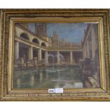 Francis S. Walker (1848-1916) oil on canvas, Roman Baths, Bath, Somerset inscribed verso 35 x 45cm.