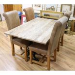 An ash dining table and four chairs W.153cm