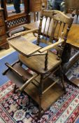 A child's late Victorian ash and beech metamorphic high chair