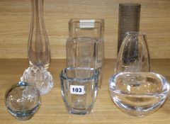 A quantity of Orrefors and other glassware tallest 31cm