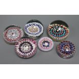 Six English millefiori glass paperweights, probably Stourbridge C.1860-1900