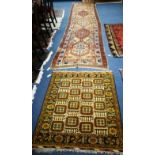 A Hamadan beige ground runner and a small rug 460 x 110cm and 122 x 106cm