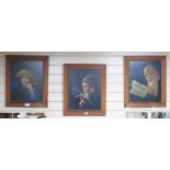 Three Chinese pastel portraits 45 x 36cm.