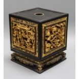 A late 19th/early 20th century Chinese giltwood and black lacquer incense stand