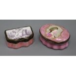 Two late 18th century enamel on copper patch boxes