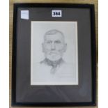Bernard Munns, pencil portrait of an old man 19 x 13cm.