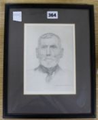 Bernard Munns, pencil portrait of an old man 19 x 13cm.