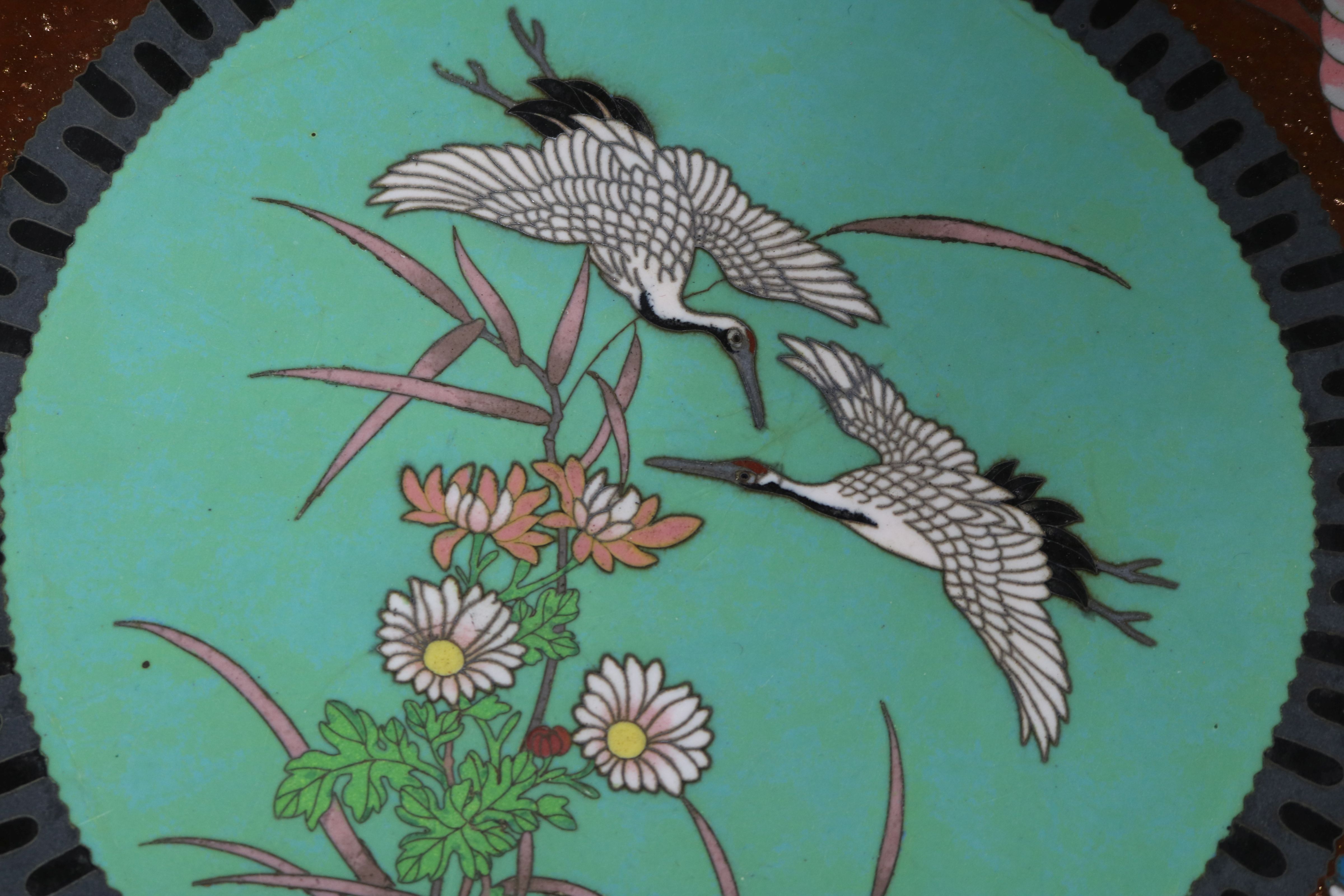 A pair of Japanese cloisonne enamel 'dragon' chargers diameter 45cm - Image 2 of 5