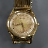 A gentleman's steel and gold plated Hamilton manual wind wrist watch, on expanding bracelet.