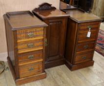 A pair of Victorian mahogany four-drawer pedestals (converted to bedside chests) and a pot