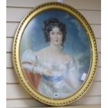 English School, pastel, Portrait of a Victorian lady, 60 x 50cm