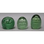 Three two/three tier flower glass 'dump' paperweights