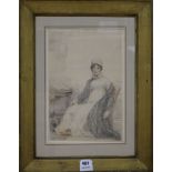 Benjamin Burrell, drawing, portrait of a seated lady 35 x 23cm.