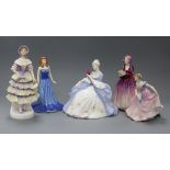 Five Doulton porcelain figures