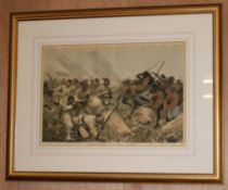 After R. Caton Woodville, 4 coloured steel engravings, Battle scenes, 33 x 48cm