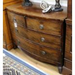 A Regency mahogany bow-fronted chest of drawers (reduced in height) W.106cm