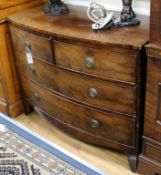 A Regency mahogany bow-fronted chest of drawers (reduced in height) W.106cm