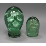 Two multi-flower glass 'dump' paperweights