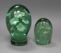 Two multi-flower glass 'dump' paperweights