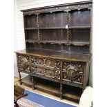 A Jacobean style oak dresser W.183cm