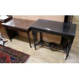 A Victorian ebonised card table and a Georgian mahogany card table W.91cm and 93.5cm