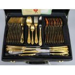 A service of SBS Solingen Bestecke 23/24 karat gold-plated flatware, model no. 25 'Wien', setting