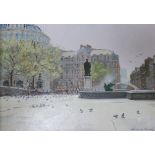 Terence Storey, oil on board, Trafalgar Square, signed, 24 x 34cm