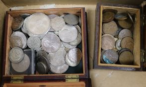 A collection of coins, various, including a William III 1697 shilling, two Victoria crowns, 1891 and